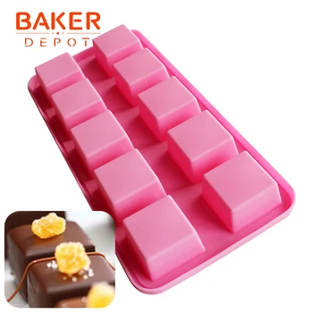 BAKER DEPOT Silikonové formy na čokoládové mýdlo náměstí pečivo pečení nástroj podnos ice cube pudink želé dort pečení formy 10 otvory