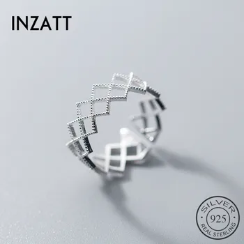 INZATT Real 925 Sterling Silver Minimalistické Geometrické Otevření Ring Pro Elegantní Ženy Party Jemné Šperky Klasické Příslušenství Dárek