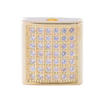 Gold Micro Vydláždit Šperky Zářící Zirkon Čtverce Přívěsky Pro Výrobu Šperků Diy Řemesla Velkoobchod Šperky Konektory Bijoux Bedels