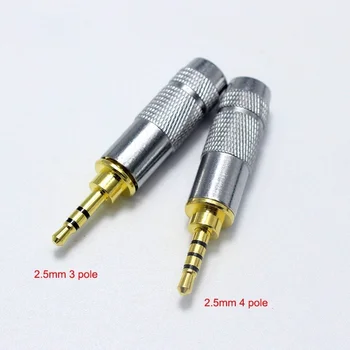 1ks 2,5 mm 3/4-pólové Muž s Klipem Opravit Sluchátka Audio Jack Plug Kovové Audio Pájení DIY Konektor s Kovovým pláštěm