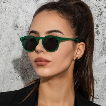 Móda Nýt Zelené Kulaté sluneční Brýle, Ženy 2022 Značky Design Dekor Akryl Kruh Rám Brýlí Odstíny 90 Muži Jasné Sluneční Brýle