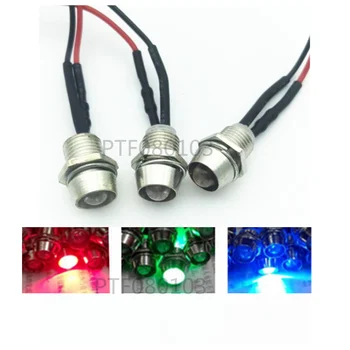 10-100ks 5mm 3V 6V 12V barevné pre-wired LED Bílá Teplá bílá Červená Zelená Modrá Metal Kontrolka Pilotní Dash Světlo Lampy Drát Vede