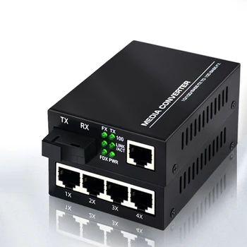 4 Port RJ-45 Gigabit Ethernet WDM, SC, Single Mode Fiber Media Converter Vestavěný Moduleto UTP Cat5e Cat6 100M automatické zjišťování Nastavení