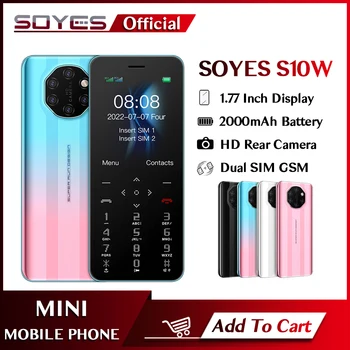 SOYES S10W Mini mobilní Telefon 1.77 Inch Displej, 1000mAh Dual SIM Karty S Zadní Fotoaparát, MP3, FM Svítilna Roztomilé GSM 2G Mobilní Telefon