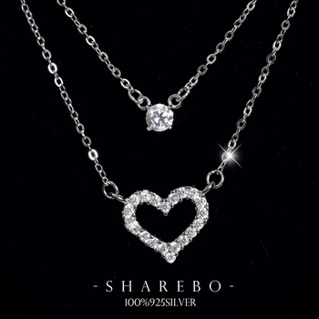 Nové 925 Sterling Silver Zirkony Srdce Přívěsek Náhrdelníky Módní Sterling Silver Šperky Prohlášení pro Ženy Bijoux