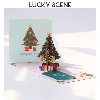3D Vánoční Požehnání Karta S Blahopřání Vánoční Dárek Příslušenství DIY Požehnání Zprávu Vánoční Strom Karty S01458