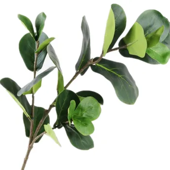 Jeden Falešný Ficus lyrata Listy Větve Simulace Zelené Ficus lyrata Listy Stromu Stonky Zeleně Dekorativní Umělé Zelené Rostliny