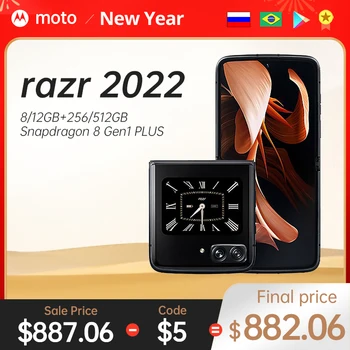 Motorola razr 2022 Globální ROM 8/12GB+256/512GB Snapdragon 8 Gen1 PLUS Skládací displej mobilního telefonu 144Hz obnovovací frekvence Obrazovky