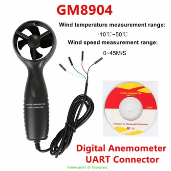 Nové Přenosné GM8904 Digitální Anemometr Standardní UART Konektor -10℃~50℃ Univerzální Mini Vítr Listí Rukojeť S Beaufort Vítr Klientů