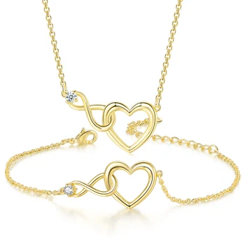 Srdce Šperky Sady pro Ženy Krystal Nekonečná Láska Estetické korejský Módní Zlaté Barvě Náramek Řetěz Svatební Doplňky S564