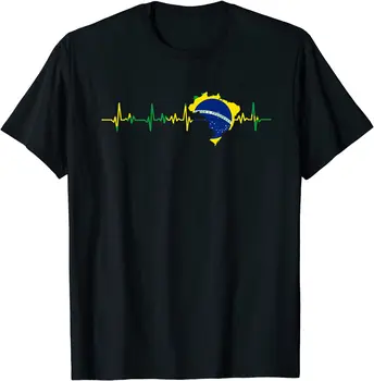 Brazílie Vlajka Srdce Brasil Muži T-Košile 100% BAVLNA O-Neck Pánské Oblečení