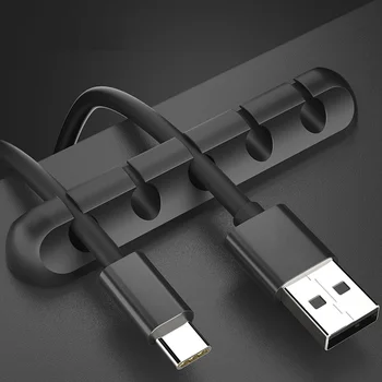 USB Kabel Drát Organizátor Winder Držák na Sluchátka Kabel Klip Office Desktop Telefonní Kabely Silikonové Kravatu Fixer Vedení Drátu