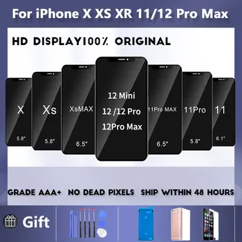 AAA+++ OEM OLED Pro iPhone X XR XS Max LCD Obrazovky Nahrazení Pro iPhone 11 12 Pro Max S 3D Touch Montáž Pravda Tón