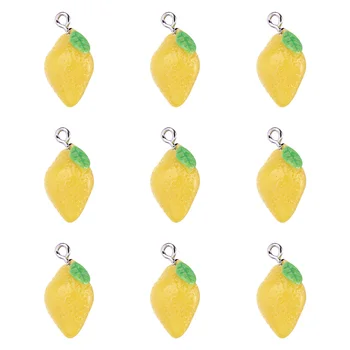 10ks Žlutá Roztomilý Ovoce Citron Pryskyřice Přívěsky Přívěsky Na Náušnice Zjištění Náramek DIY Kouzlo Klíčenka Šperky Příslušenství