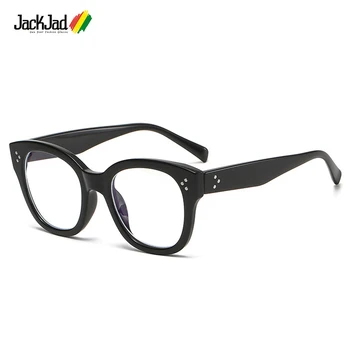 JackJad 2021 Módní Vintage Kočičí Oko Styl Elegantní Plain Brýle Ženy Tři Tečky Anti Blue Ray Brýle Frame Brýle E5039