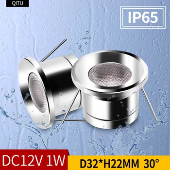 Vnitřní mini reflektor IP65 vodotěsný vložené koupelna strop DC12V malé downlight 1W ložnice, kuchyně, skříně šperky displej