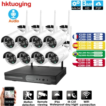 8CH Audio Systém CCTV 3MP Bezdrátové NVR Venkovní a Vnitřní P2P Wifi IP CCTV Bezpečnostní 1080P Síťová Kamera Surveillance Kit IPPRO AP