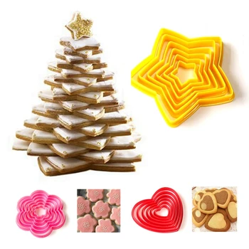 3D Vánoční Strom Cookie Plíseň Star Tvaru Srdce Švestka Lamelovací Fréza Forma Fondant Dort Zdobení Formy Kuchyně, Pečení DIY Nástroje