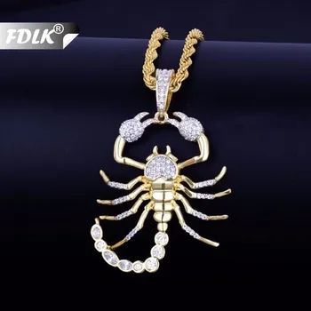 FDLK Zvířat Scorpion Hip Hop Přívěsek Náhrdelník, Bling Pánské Náhrdelník Šperky pro Dárek