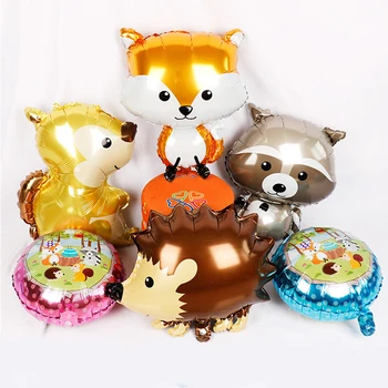 Lesní kreslených zvířat balón liška, veverka, ježek, mýval hliníkové fólie lehký balón, dětské hračky narozeninové party balón