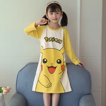 2022 Pokemon Noční košile Letní Kreslený Pikachu Šaty pro Dívky Šaty dětské oblečení na Spaní Dětské Oblečení, noční Košili, Děti Dárek