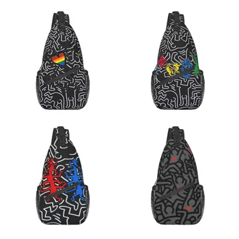 Duha Láska Haring Umění Sling Tašky Muži Cool Abstraktní Geometrie Keith Rameno Crossbody Hrudi Batoh Cestování Batůžku