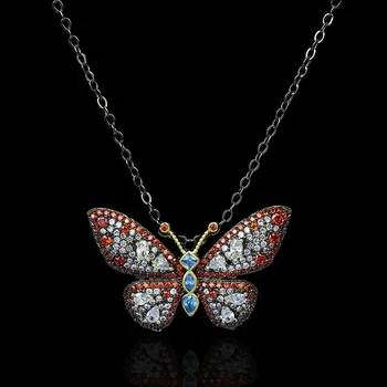 CIZEVA Dámy Butterfly Přívěsek Náhrdelník pro Ženy, AAAAA Cubic Zirconia Svetry Náhrdelník, s Řetěz Svatební Dárek k Narozeninám