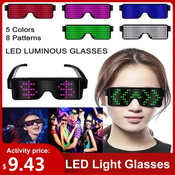 8 Režimy Quick Flash USB Nabíjením LED Světlo, Brýle, Chytré Brýle Módní Svítící Brýle, Svítící Party Dodávky