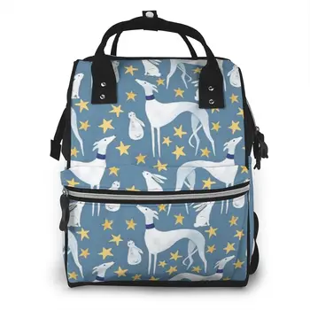 Greyhound Pes Tisk Baby Taška Pro Maminku, Taška Na Pleny, Zajíc A Hvězdy Batoh Cestovní Nepromokavá Přebalovací Mateřské Tašky