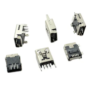 10ks Mini USB Typ B 5-Pin Zásuvka Vertikální / Horizontální DIP Jack Konektor Pro Ocas Nabíjení