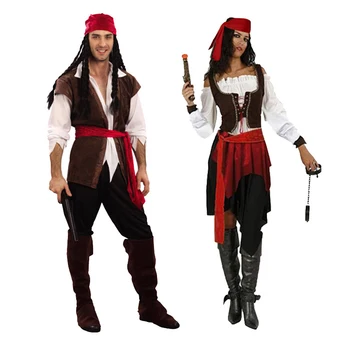 Kapitán Jack Sparrow Kostým pro Dospělé Muži Ženy Pirát, Piráti z Karibiku Cosplay Žena Muž Žena Karneval, Halloween Sexy