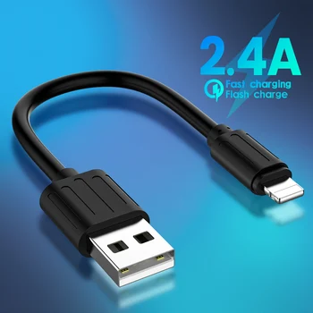 Přenosný 25cm USB Datový Kabel USB Na 8Pin 2.4 A Rychlé Nabíjení Kable Bezpečné TPE Telefonu zdarma Krátký Kabel Pro iPhone 14 13 12 Pro Max.