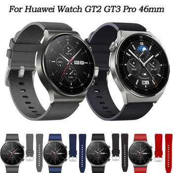 22mm Oficiální Kožené Kapela Popruh Pro Huawei Watch GT 2 GT 3 Pro 46mm Smartwatch Náramek Čest Magic2 46mm/GT2 Pro/2e Náramky