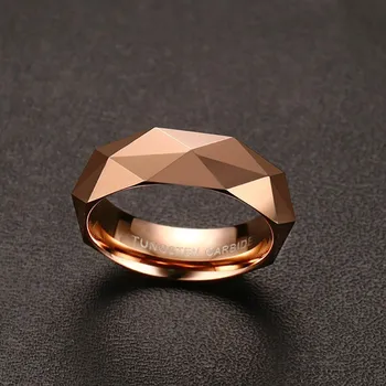 Módní Rose Gold Barvy Kosočtverec Prsten z Karbidu Wolframu Snubní Prsten Pro Muže, Velikosti 6-11