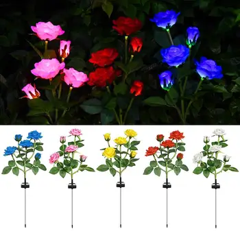 LED Solární Simulace Růže Květ Světle Home Dekorativní Květiny Světla Zahrada Dekorace Trávník Svítilny, Vodotěsné Krajiny Rose Light