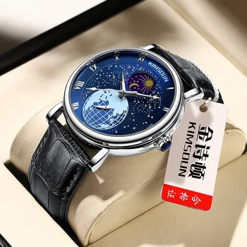KIMSDUN nové značky luxusních hodinek měsíční fáze světelný vodotěsné muži automatické mechanické muži hodinky módní obchodní náramkové Hodinky