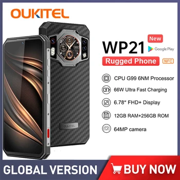Oukitel odolný Smartphone 4G Globální 12GB RAM, 256 GB ROM Mobil 9800mah Mobilní Telefony 64mp Camera Odemčený Telefon Android
