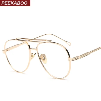 Peekaboo jasné objektiv zlata mužské brýlových obrub pro muže retro flat top designer brýle, muž, brýle rámy ženy velký