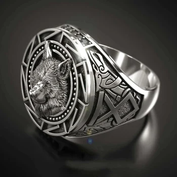 Móda Vynikající Populární Pánské Retro Despotický Prsteny pro Muže Vlčí Hlavy, Viking Válečník, Vlk Totem prstýnky Šperky Velkoobchod