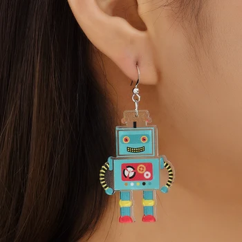 2022 Pryskyřice Akrylové Roztomilý Robot Náušnice korejský Módní Ženské Temperament Šperky Jednoduché, Sweet Girl Dámské Doplňky