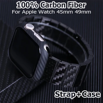 100% Uhlíkové Vlákno Popruh Pouzdro pro Apple Watch Ultra 49mm Kapela Lehký Luxusní Náramek pro Iwatch Série 8 7 45mm Protector