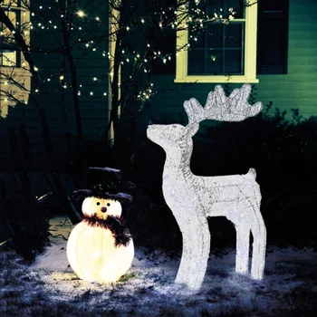 40cm Vánoční Tepaného Železa Jelen s LED Světlem svítí Bliká Elk Socha Třpytky Flitry Sob Figurky