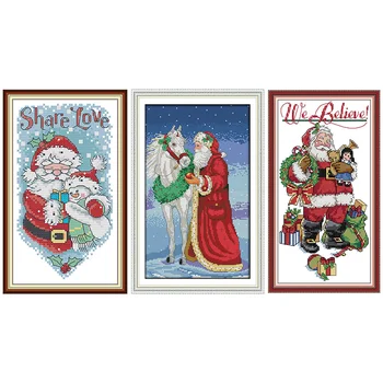 DIY kreslené postavy Santa Claus cross stitch sady 11CT 14CT plátno potištěné textilie vyšívání vyšívání set Vánoční dárky