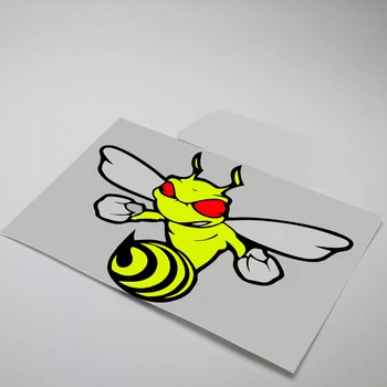 Nálepka Cartoon Super Bee Neon Fluorescent Yellow Vinyl Die Cut Obtisk 120mmx150mm Pro Auto, Motocykl E-bike Notebook Vodotěsné