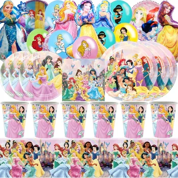 Disney Princezna Děti, Dívky, Party Dekorace Balónky Jednorázové Nádobí Sada Kreslený Sněhurka Mořskou Pannu Narozeninové Party Dodávky