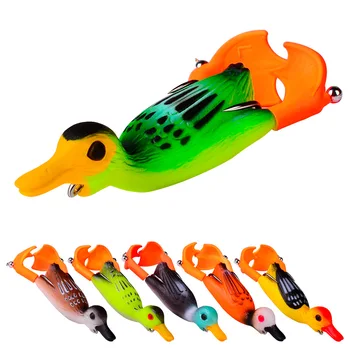 1 Ks Dvojitá Vrtule Flipper Kachna Rybářské Návnady Vyhýbal Žába Měkká Návnada 9cm11g 3D Oči Umělé SwimFish Návnadu Den Bass Řešit