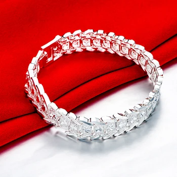 Luxusní značkové 12MM šířka řetězu 925 Sterling silver Náramek pro muže, ženy módní kouzlo šperky Svatební party Vánoční dárek