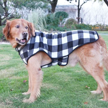 Psí Oblečení V Zimě, Rouno Velký Pes Oblečení Teplé Britské Kostkované Pet Svetr Kabát Husky Zlatý Pet Products