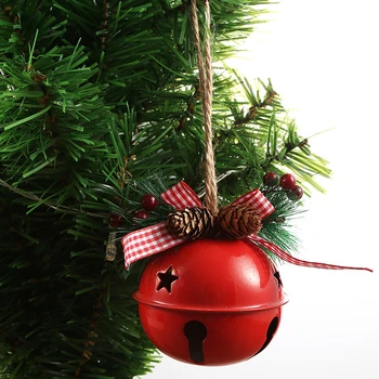 Velký Vánoční Kovové Rolničky s Bowknot Konopný Provaz Přívěsek pro Vánoční Strom Ornament Dekorace, Módní Doplňky