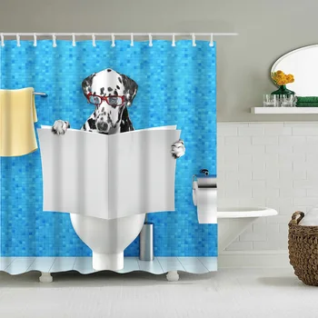 Roztomilý Kočka Pes Sprchování Sprchový Závěs Sada Vtipné Vodotěsné Textilie, Koupelna Závěsy 3D Tisk, Domácí Výzdoba vanové Zástěny